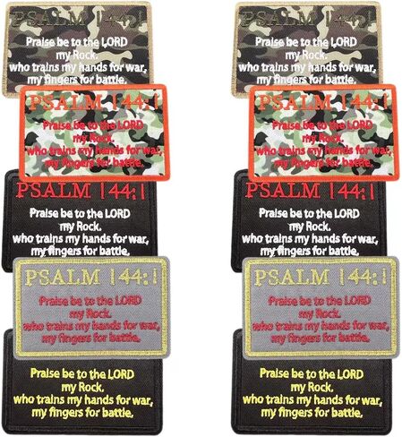 Set of 10 -Psalm 144:1 Iron-on/Sew-on Patch Embroidered Applique Emblem for Clothes, Dress, Hat, Jeans, DIY Accessories (10) in Saudi Arabia