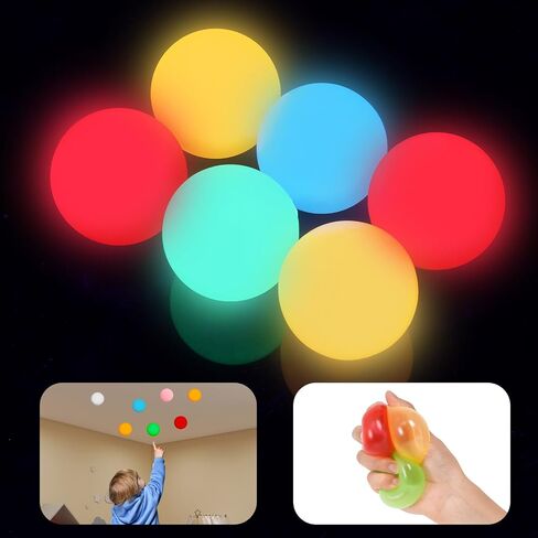 Invoibler 8 Pack Sticky Ceiling Balls, Sticky Balls That Stick to The Ceiling, Stress Anxiety Relief Toys Glow in The Dark, Autism & ADHD Toys, Party Favors Fidget Toys, for Kids and Adults in Saudi Arabia