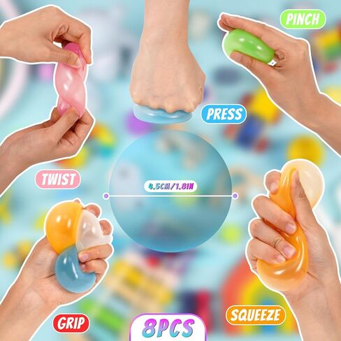 Invoibler 8 Pack Sticky Ceiling Balls, Sticky Balls That Stick to The Ceiling, Stress Anxiety Relief Toys Glow in The Dark, Autism & ADHD Toys, Party Favors Fidget Toys, for Kids and Adults in Saudi Arabia