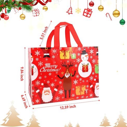 12 عبوة من حقائب هدايا عيد الميلاد بمقابض كبيرة من باهابي مقاس 13 بوصة لتغليف الهدايا وحقائب التسوق القابلة لإعادة الاستخدام لمستلزمات حفلات عيد الميلاد in Kuwait