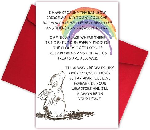 Sympathy Card for Loss of Pet Dog, Pet Dog Loss Card,Rainbow Bridge Condolence Card, Dog Bereavement Card for Dog Owner, Doggy Bereavement Card for Family Friends Husband Wife in Kuwait