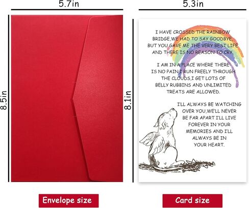 Sympathy Card for Loss of Pet Dog, Pet Dog Loss Card,Rainbow Bridge Condolence Card, Dog Bereavement Card for Dog Owner, Doggy Bereavement Card for Family Friends Husband Wife in Kuwait
