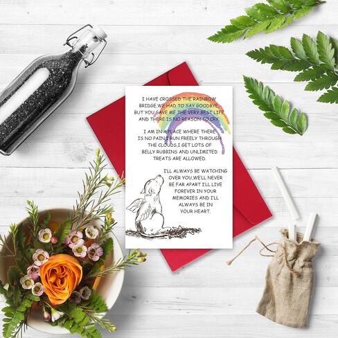 Sympathy Card for Loss of Pet Dog, Pet Dog Loss Card,Rainbow Bridge Condolence Card, Dog Bereavement Card for Dog Owner, Doggy Bereavement Card for Family Friends Husband Wife in Kuwait