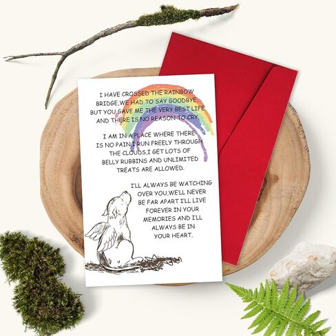 Sympathy Card for Loss of Pet Dog, Pet Dog Loss Card,Rainbow Bridge Condolence Card, Dog Bereavement Card for Dog Owner, Doggy Bereavement Card for Family Friends Husband Wife in Kuwait