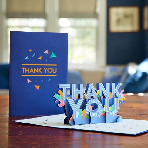بطاقة Lovepop Thanks You Pop-Up لها وله - بطاقات تهنئة ثلاثية الأبعاد للأولاد والبنات والرجال والنساء - بطاقة قصاصات مقاس 5 × 7 بوصة - تتضمن بطاقة ملاحظات فارغة ومظروف in Saudi Arabia