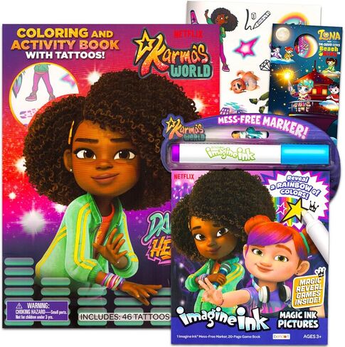 Nickelodeon Karma's World Coloring and Activity Book Set - Karma's World Coloring Book Bundle Featuring Puzzles, Games, Coloring Pages, Tattoos, More | Karma's World Coloring Book in Saudi Arabia