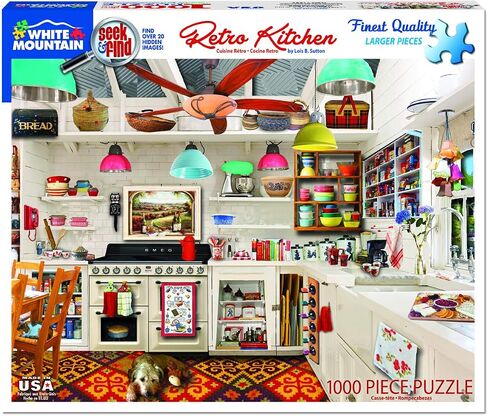لعبة White Mountain Puzzles Retro Kitchen Seek & Find - أحجية الصور المقطوعة 1000 قطعة، 24 بوصة × 30 بوصة in Saudi Arabia