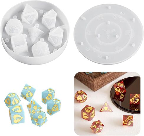 قوالب راتينج صندوق النرد من السيليكون، علبة نرد مستديرة، قالب راتنج DND حامل النرد قالب صب للتخزين 7 قوالب متعددة السطوح D&D، سهلة الحمل، هدية DND (قالب صندوق النرد) in Kuwait