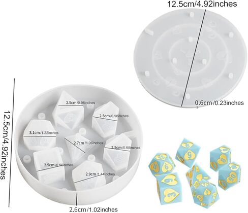 قوالب راتينج صندوق النرد من السيليكون، علبة نرد مستديرة، قالب راتنج DND حامل النرد قالب صب للتخزين 7 قوالب متعددة السطوح D&D، سهلة الحمل، هدية DND (قالب صندوق النرد) in Kuwait