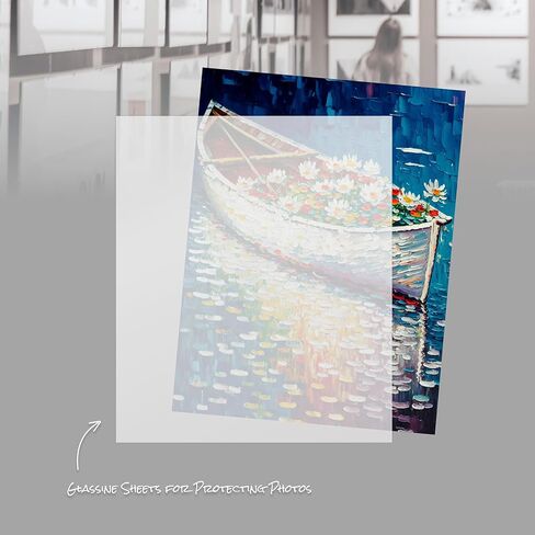 أوراق ورق زجاجي - عبوة من 200 ورق زجاجي للأعمال الفنية، وحماية الصور، والمطبوعات، والمستندات، والسلع المخبوزة، والمعجنات، 16 × 20 بوصة in Kuwait