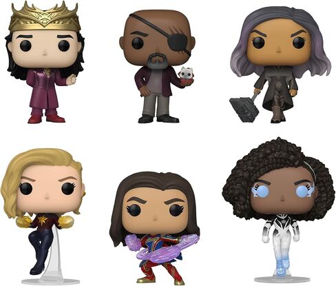 Funko Pop! The Marvels Set of 6 - Carole Danvers/Captain Marvel, Monica Rambeau/Photon, Kamala Khan/Ms Marvel, DAR-Benn, Nick Fury with Flerkitten and Prince Yan in Saudi Arabia
