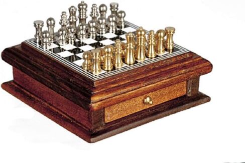 Melody Jane Dollhouse Chess Set with Wooden Storage Drawer Miniature Study Accessory in Saudi Arabia