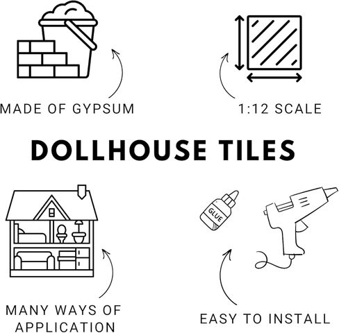 150 pcs, Dollhouse Flooring, 1:12 Scale Doll House Tiles, Miniature Checkerboard Floor, REDUCIO! in Kuwait