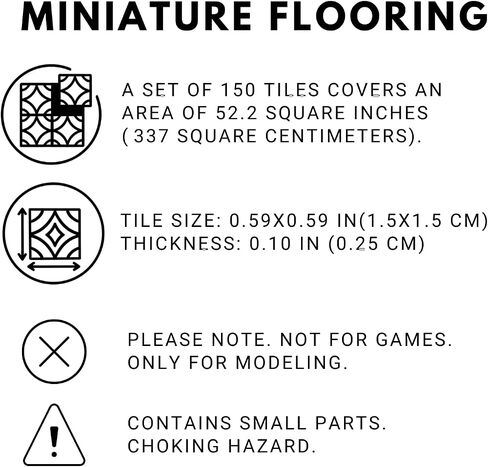 150 pcs, Dollhouse Flooring, 1:12 Scale Doll House Tiles, Miniature Checkerboard Floor, REDUCIO! in Kuwait