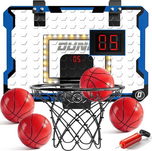 Indoor Basketball Hoop for Kids, Over The Door Mini Basketball Hoops, Mini Hoop with Scoreboard & 4 Balls, Kids Basketball Hoop Sport Toys Gifts for 5 6 7 8 9 10 11 12+ Year Old Boys in Saudi Arabia