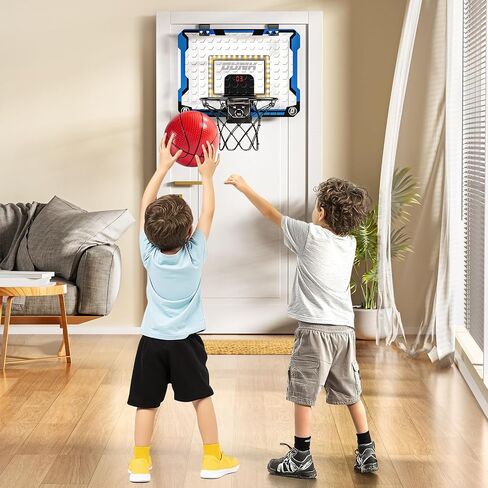 Indoor Basketball Hoop for Kids, Over The Door Mini Basketball Hoops, Mini Hoop with Scoreboard & 4 Balls, Kids Basketball Hoop Sport Toys Gifts for 5 6 7 8 9 10 11 12+ Year Old Boys in Saudi Arabia