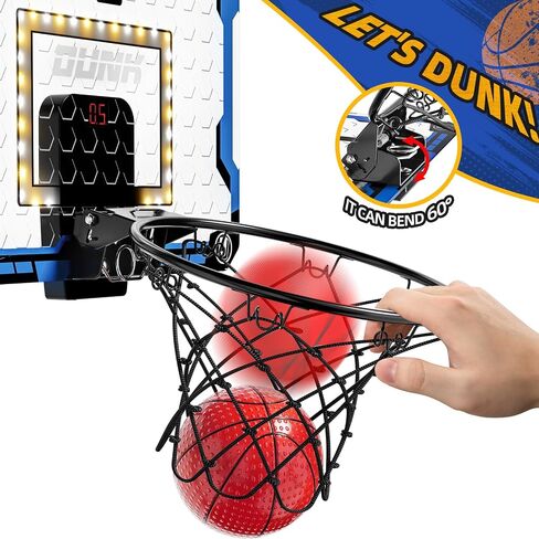 Indoor Basketball Hoop for Kids, Over The Door Mini Basketball Hoops, Mini Hoop with Scoreboard & 4 Balls, Kids Basketball Hoop Sport Toys Gifts for 5 6 7 8 9 10 11 12+ Year Old Boys in Saudi Arabia