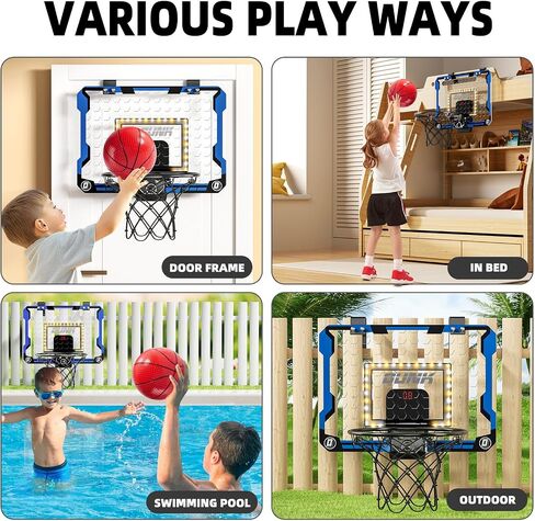 Indoor Basketball Hoop for Kids, Over The Door Mini Basketball Hoops, Mini Hoop with Scoreboard & 4 Balls, Kids Basketball Hoop Sport Toys Gifts for 5 6 7 8 9 10 11 12+ Year Old Boys in Saudi Arabia