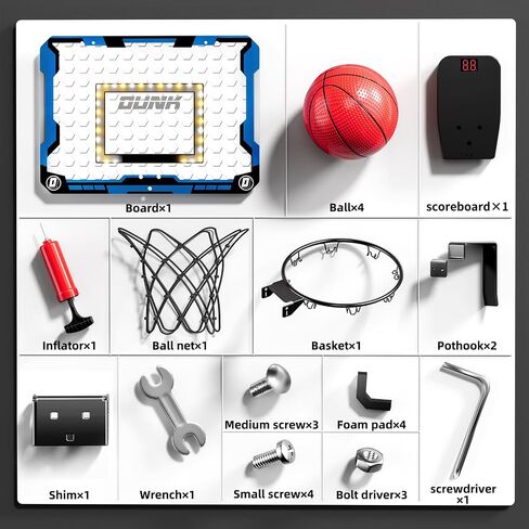Indoor Basketball Hoop for Kids, Over The Door Mini Basketball Hoops, Mini Hoop with Scoreboard & 4 Balls, Kids Basketball Hoop Sport Toys Gifts for 5 6 7 8 9 10 11 12+ Year Old Boys in Saudi Arabia