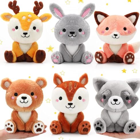 6 Pcs Woodland Animals Plush Toys 7 Inch Bear Rabbit Squirrel Deer Raccoon and Fox Stuffed Animals for Birthday Gifts Baby Showers Party Decor in Saudi Arabia