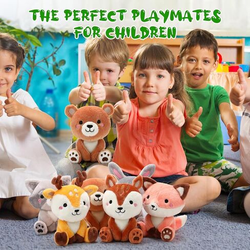 6 Pcs Woodland Animals Plush Toys 7 Inch Bear Rabbit Squirrel Deer Raccoon and Fox Stuffed Animals for Birthday Gifts Baby Showers Party Decor in Saudi Arabia