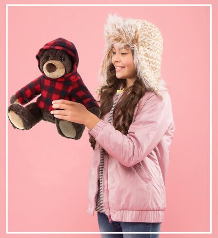 دب بني من القطيفة من دوليبو مع هوديي منقوش باللون الأحمر - دب بني للحياة البرية ناعم وقابل للاحتضان، دب بني حديقة الحيوانات رائعتين في وقت اللعب، هدية لطيفة للاحتضان للأطفال والكبار in Kuwait