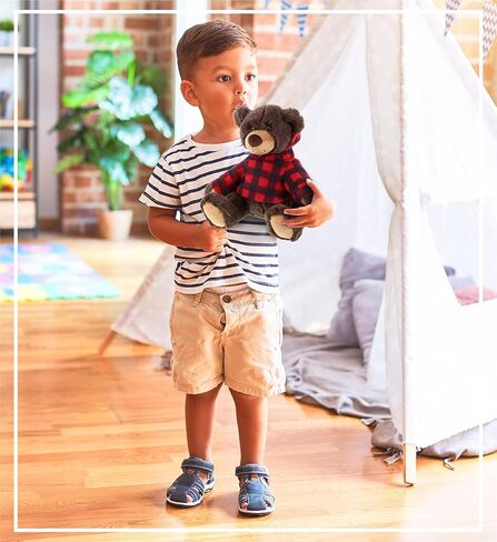 دب بني من القطيفة من دوليبو مع هوديي منقوش باللون الأحمر - دب بني للحياة البرية ناعم وقابل للاحتضان، دب بني حديقة الحيوانات رائعتين في وقت اللعب، هدية لطيفة للاحتضان للأطفال والكبار in Kuwait