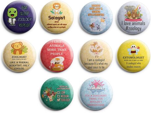 Creanoso Cute Zoology Sayings Button Pins (1-Set X 10 Buttons) - Stocking Stuffers Premium Quality Gift Token Ideas for Men, Women, Adults, Professionalss - Corporate Giveaways & Party Favors in Saudi Arabia