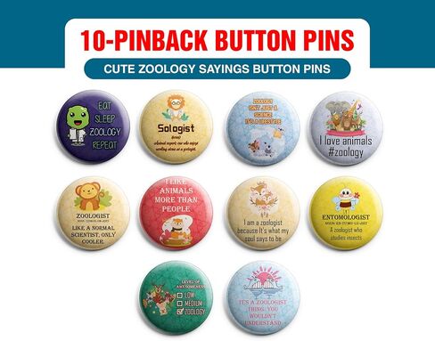 Creanoso Cute Zoology Sayings Button Pins (1-Set X 10 Buttons) - Stocking Stuffers Premium Quality Gift Token Ideas for Men, Women, Adults, Professionalss - Corporate Giveaways & Party Favors in Saudi Arabia