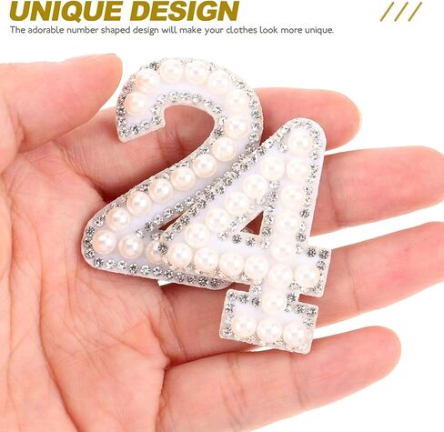 Operitacx 1 Set Pearl Letter Patches, Fabric Pearl Number Sticker Letter Patches Stick on Embroidered Patches, Pearl Iron on Letters for Decor Backpack Hat Non-Woven Fabric in Kuwait
