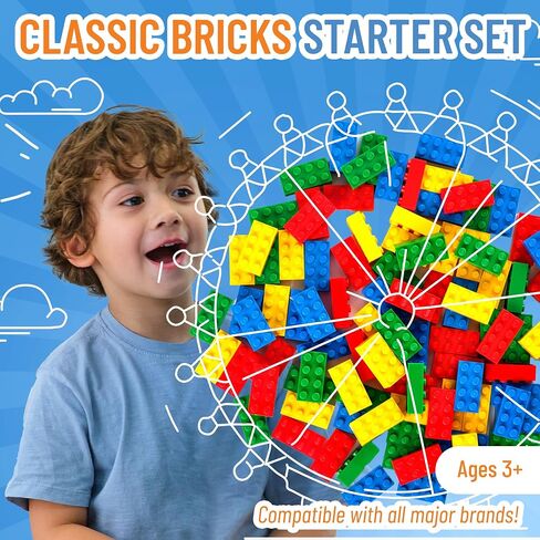 Strictly Briks Compatible with Lego Classic Bricks Starter Kit, Blue, Green, Red & Yellow, 2x4 Studs - Creative Play Set for Above 3 - Compatible with All Brands - 96 Piece Building Blocks for Kids in Saudi Arabia