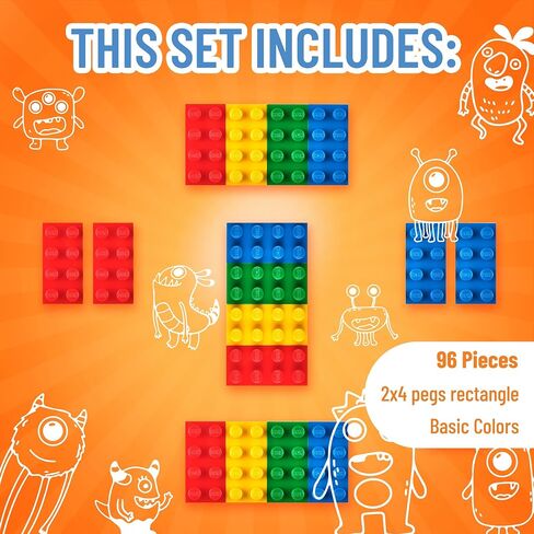 Strictly Briks Compatible with Lego Classic Bricks Starter Kit, Blue, Green, Red & Yellow, 2x4 Studs - Creative Play Set for Above 3 - Compatible with All Brands - 96 Piece Building Blocks for Kids in Saudi Arabia