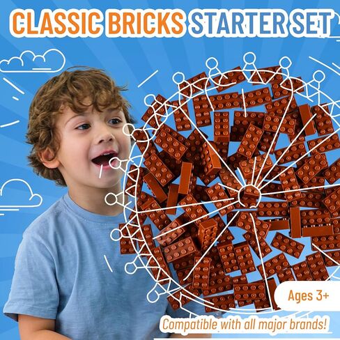 Strictly Briks Compatible with Lego Classic Bricks Starter Kit, Blue, Green, Red & Yellow, 2x4 Studs - Creative Play Set for Above 3 - Compatible with All Brands - 96 Piece Building Blocks for Kids in Saudi Arabia