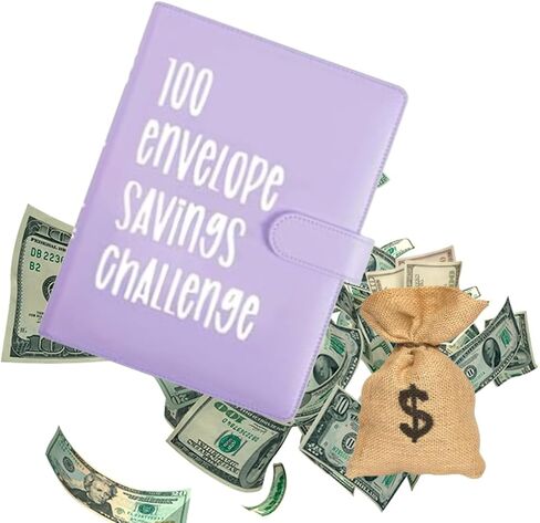 100 envelopes money saving challenge Flownwing Money Saving Challenge Book with money saving binder and monthly budget planner the best for finance planner live!! (Blue) in Saudi Arabia