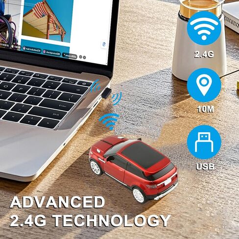 CHUYI Cool SUV Car Shaped Wireless Mouse 1600 DPI Optical Cordless Mice with USB Receiver for Office School Travel for PC Computer Laptop Gift (Red-1 Pack) in Saudi Arabia