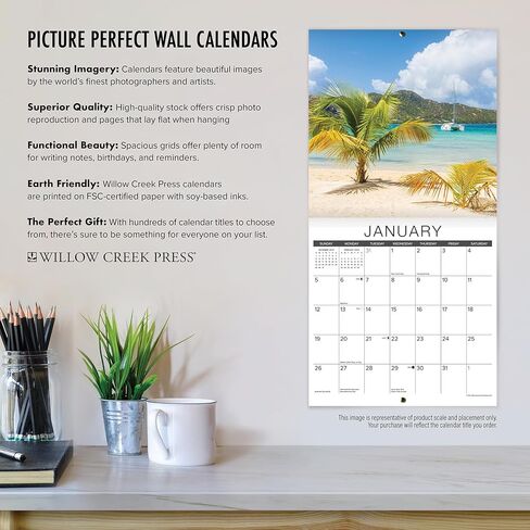Willow Creek Press Waterfalls Monthly 2025 Wall Calendar (12" x 12") in Saudi Arabia