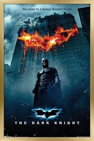 فيلم Trends International DC Comics - The Dark Knight - ملصق حائط بشعار باتمان على النار، مقاس 22.375 بوصة × 34 بوصة، نسخة بإطار ذهبي in Saudi Arabia
