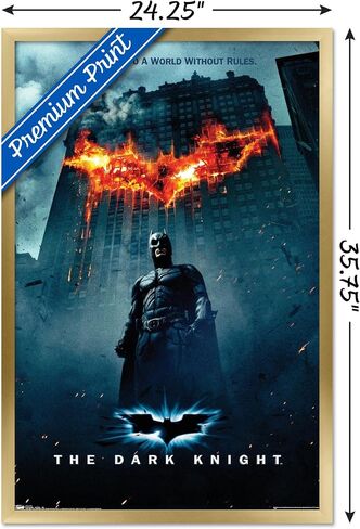 فيلم Trends International DC Comics - The Dark Knight - ملصق حائط بشعار باتمان على النار، مقاس 22.375 بوصة × 34 بوصة، نسخة بإطار ذهبي in Saudi Arabia