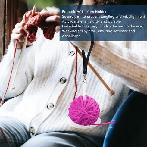 Portable Wrist Yarn Holder, Yarn Holder with Leather Wrist Strap Clear Acrylic Yarn Ball Minder Stand Yarn Organizer Storage Knitting Crocheting Supplies Gift for Craft Lovers, Yarn Storage in Saudi Arabia