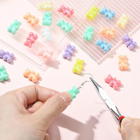 Ornazy 200Pcs Opaque Acrylic Bear Beads Mixed Pastel Color Animal Loose Beads Cute Imitation Candy Bear Beads for Necklace Bracelet Crafts Jewelry Making in Saudi Arabia