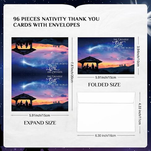 Zhanmai 96 Sets Religious Christmas Cards with Envelopes Christian Cards Bulk the Greatest Gift Bible Verses Notes Scenes Card Gifts for Holy Nativity Religious Holiday Festival in Saudi Arabia
