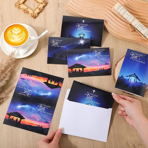 Zhanmai 96 Sets Religious Christmas Cards with Envelopes Christian Cards Bulk the Greatest Gift Bible Verses Notes Scenes Card Gifts for Holy Nativity Religious Holiday Festival in Saudi Arabia