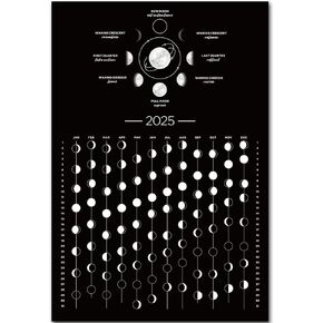 Moon Calendar 2025,2025 Moon Phase Calendar Wall Poster,Astrology Decor,Moon Tracking,Dark Lunar Wall Poster,Wall Décor & Art(12" x 17.75",unframed）