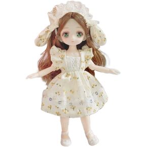 Anime BJD Doll 1/7 SD Dolls 9 Inch 18 Ball Jointed Doll DIY Toys with Clothes Outfit Shoes Non-Adjustable Hair Makeup,Best Gift for Girls Kids Children -Rita