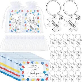 Sasylvia Team Gifts for Coworker Puzzle Inspirational Keychain Thank You Cards Team Appreciation Gifts for Employees Staff