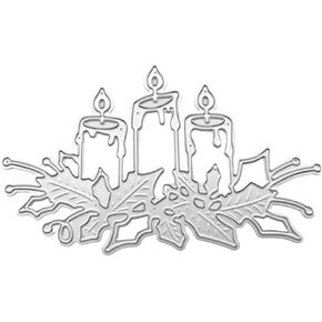 Silver Hollow-Out Candles Cutting Dies Metal Embossing Die Cuts Art Stencils Templates for Card Making Wall Door DIY Decoration Cutting Dies for Paper Metal Cutting Dies, Die-Cutting and Embossing