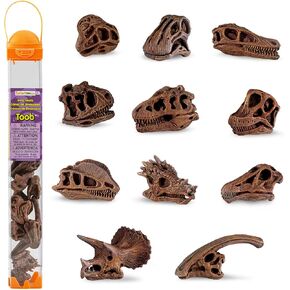 Safari Ltd Dinosaur Skulls TOOB - 11 Mini Figurines Including Velociraptor, Brachiosaurus, Oviraptor, Triceratops, Tyrannosaurus Rex and More - Educational Toy Figures for Boys, Girls & Kids Ages 3+