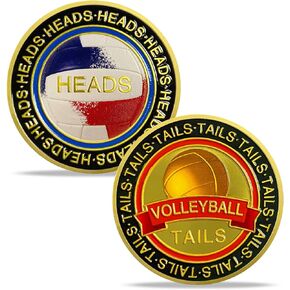 Volleyball Flip Coin - Heads and Tails for Coin Toss - Sport Coins Volleyball Referee Equipment Accessories Official Flipping Coin for Sports Matches and Training Commemorative Gift