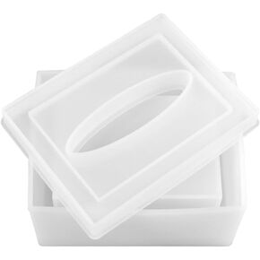 NUOBESTY 1 Set Box Paper Box Mold Jewelry Organizer Tray Resin Jewelry Molds Resin Molds Resin Casting Mould De Epoxy Resin Kit Tissue Organizer Mold Simple White Frame