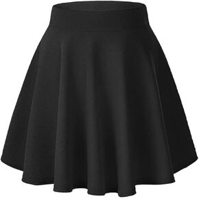 Womens Classical Mini Skater Skirt Basic Versatile Stretchy Flared Casual Black Short Skirts